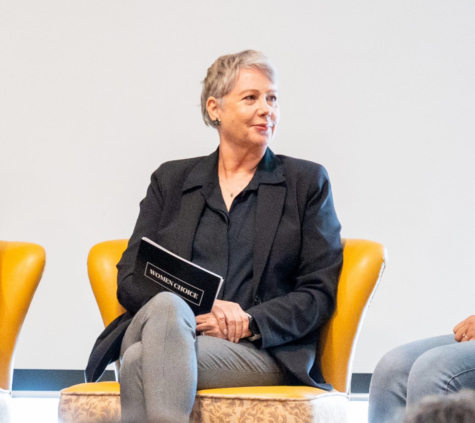Natalie Gleeson speaking on a leadership panel